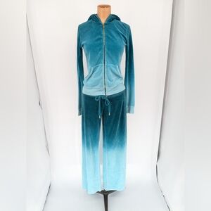 VTG JUICY COUTURE Y2K Blue Ombre Velour Tracksuit Set Paris Hilton Plush 2000 S